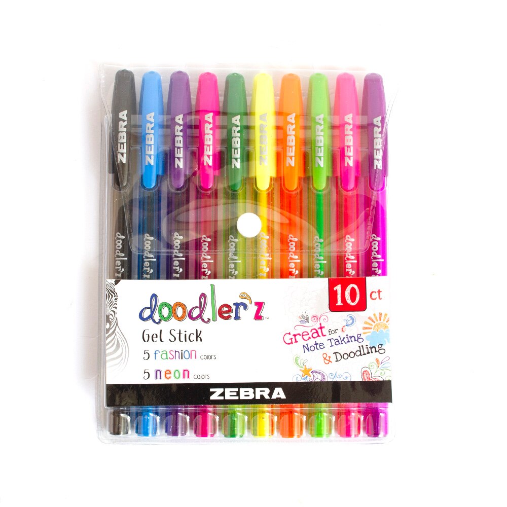 Zebra, Doodlerz, Gel, Pen, 10 Pack, Neon